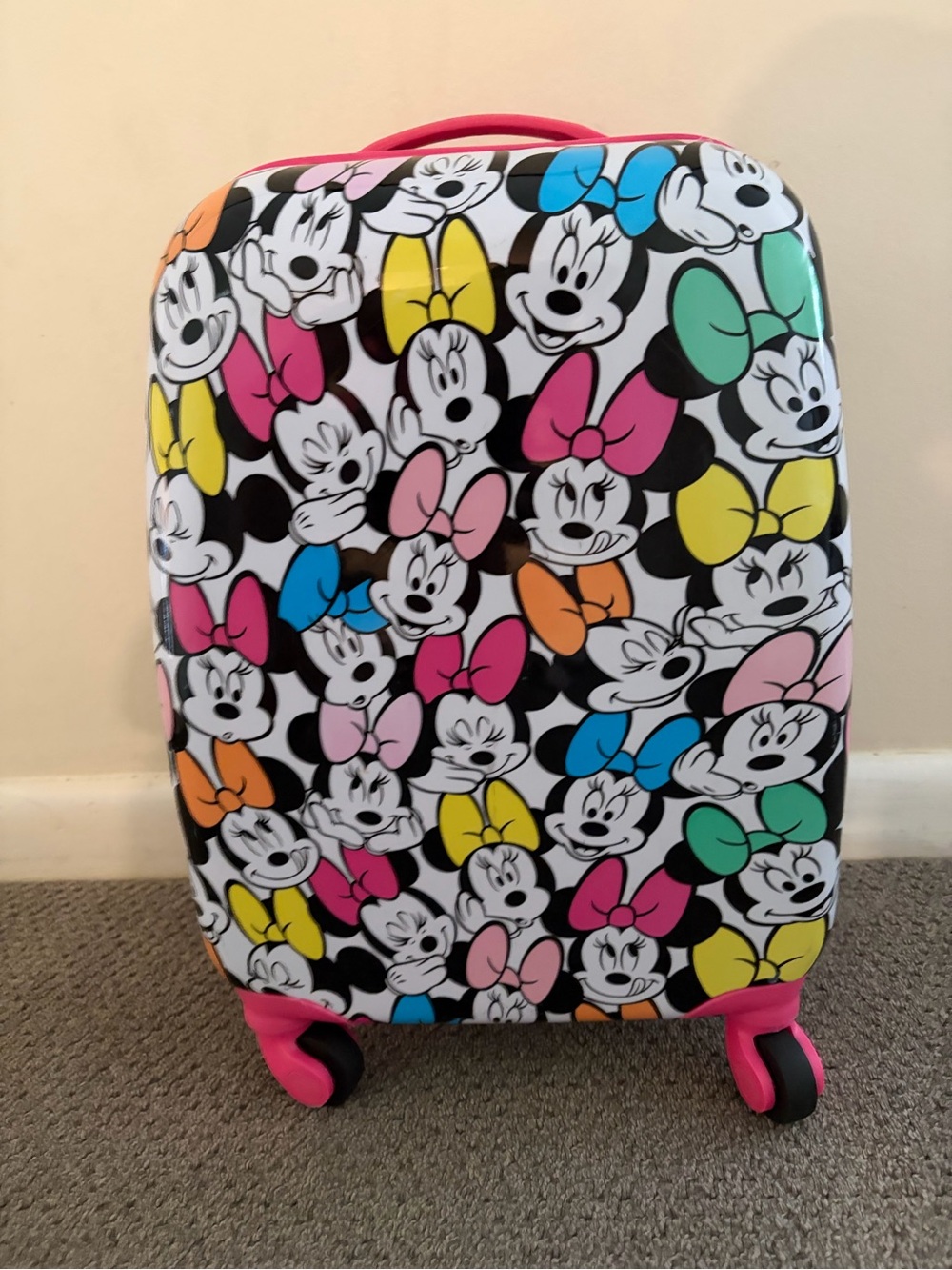 Kids Minnie Mouse Pattern Spinner Carry-On - Pink Multi